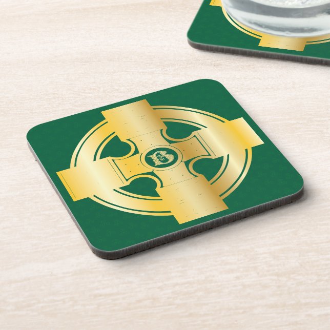Celtic Cross Celtic Knot Letter B Monogram Beverage Coaster (Left Side)