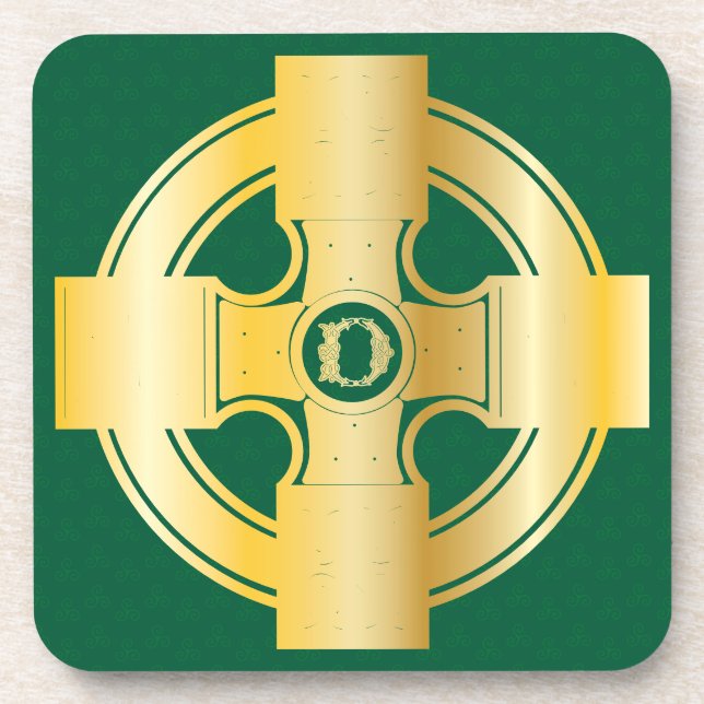 Celtic Cross Celtic Knot Letter D Monogram Beverage Coaster (Front)