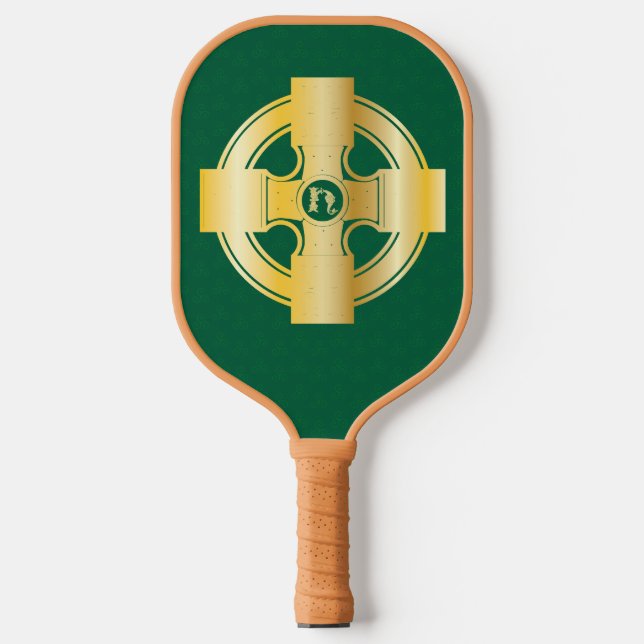 Celtic Cross Celtic Knot Letter H Monogram Pickleball Paddle (Front)