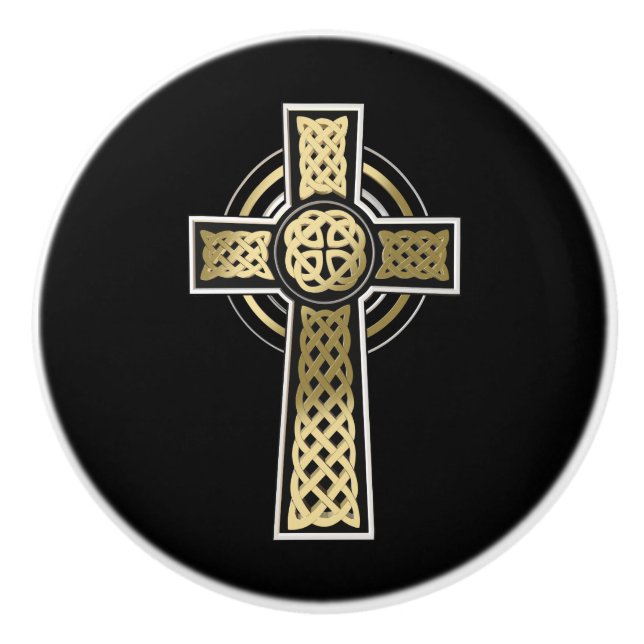 Celtic cross ceramic knob (Front)