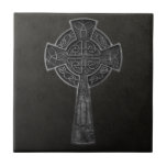Celtic Cross Ceramic Tile<br><div class="desc">A symbolic Celtic Cross with inlaid Trinity knots.</div>