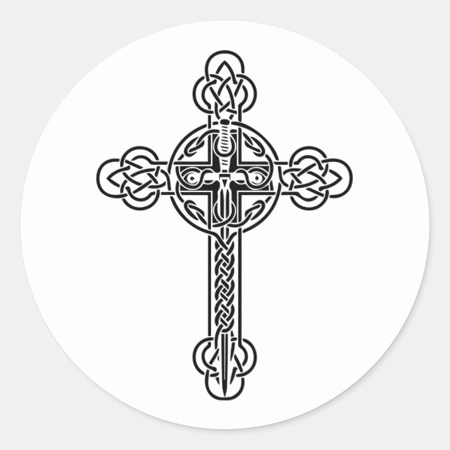 Celtic cross classic round sticker (Front)