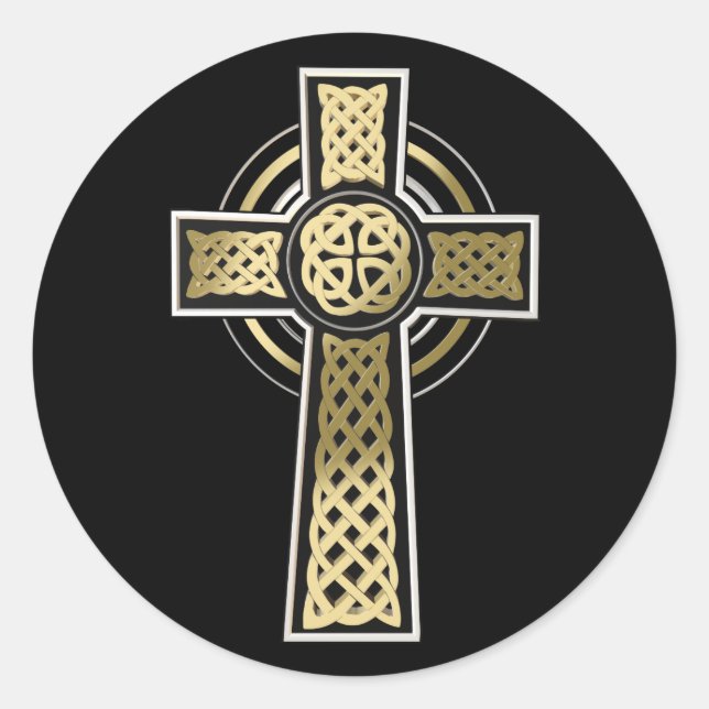 Celtic cross classic round sticker (Front)