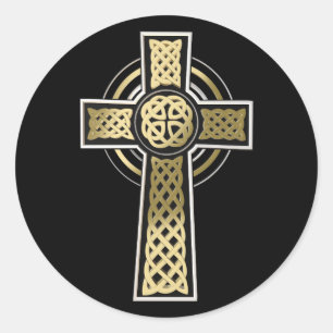 Celtic cross classic round sticker