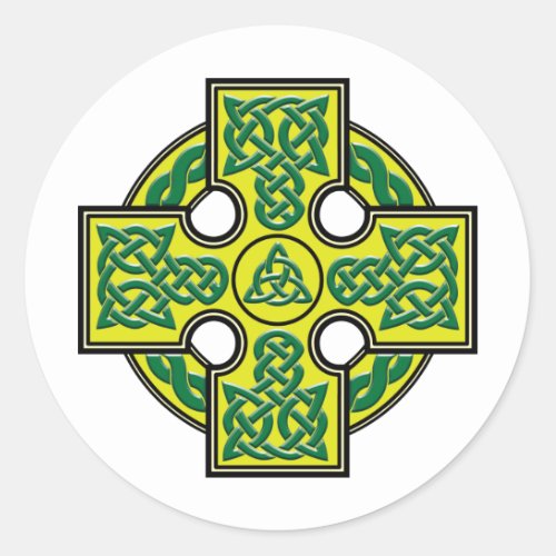 celtic cross classic round sticker