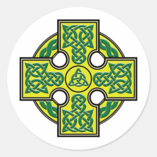 celtic cross classic round sticker