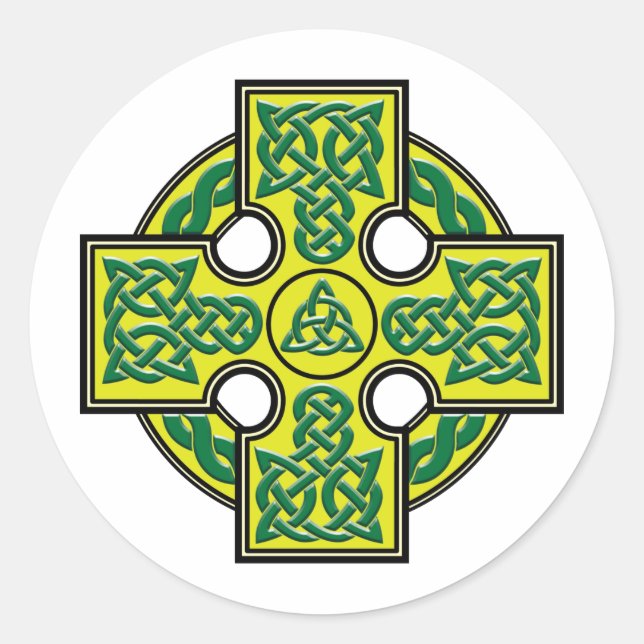 celtic cross classic round sticker (Front)