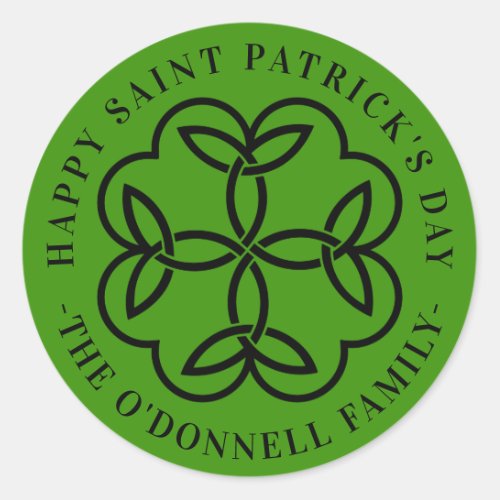 Celtic Cross Clover Saint Patricks Day Classic Round Sticker