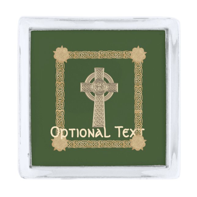 Celtic Cross Custom Silver Finish Lapel Pin (Front)