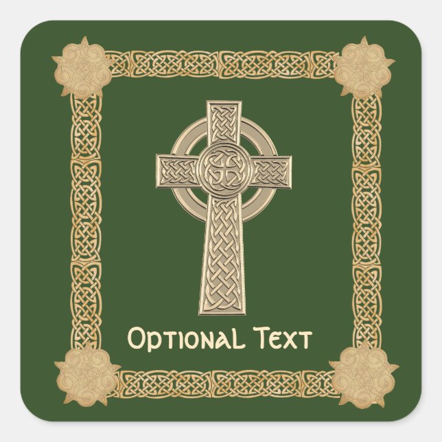 Celtic Cross Custom Square Sticker (Front)