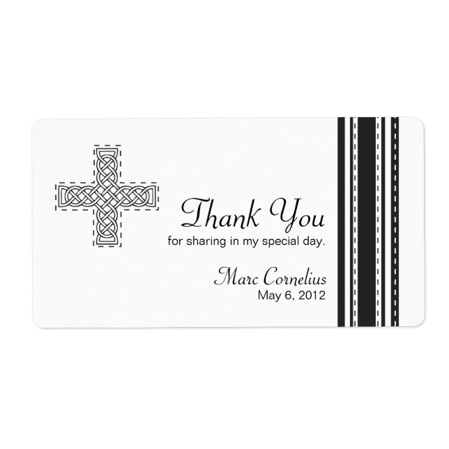 Celtic Cross First Holy Communion Favor Label (Front)