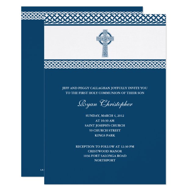 Celtic Cross First Holy Communion Invitation