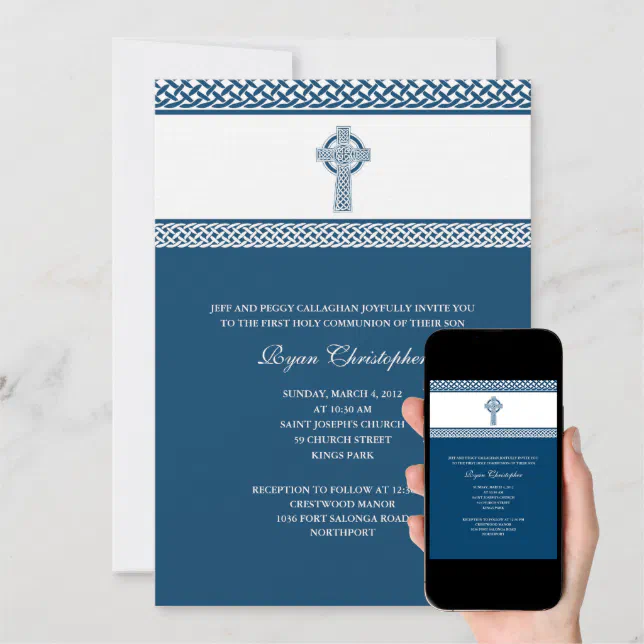 Celtic Cross First Holy Communion Invitation | Zazzle