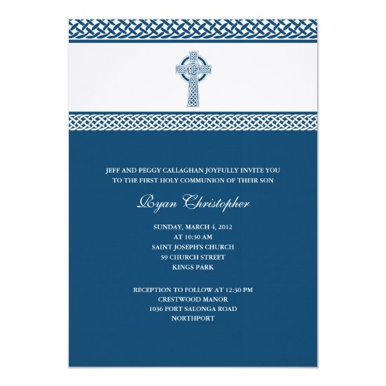 Celtic Cross First Holy Communion Invitation