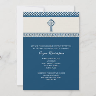 Celtic Cross First Holy Communion Invitation