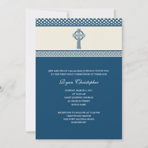 Celtic Cross First Holy Communion Invitation