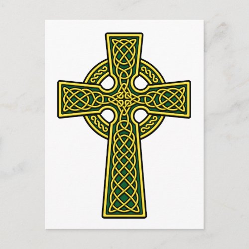 Celtic Cross gold and green Postcard