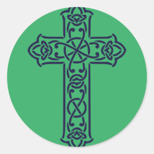 Celtic Cross Graphic Knotwork Art Classic Round Sticker