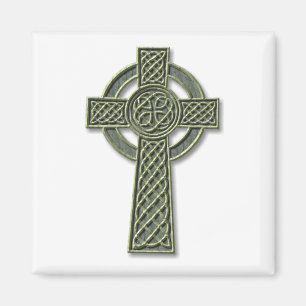 Celtic Cross - Green Stone Magnet