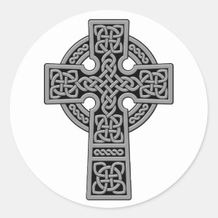 Celtic Cross grey and black Classic Round Sticker