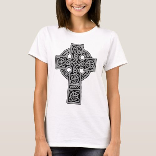 Celtic Cross grey and black T_Shirt