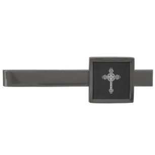 Celtic cross gunmetal finish tie bar