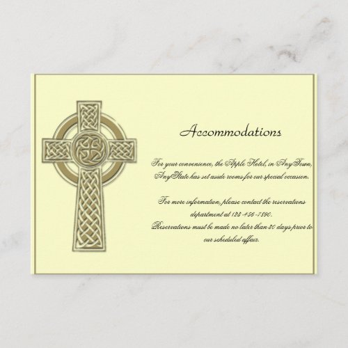 Celtic Cross in Gold Mythic Ivory Wedding Insert Personalized Invite