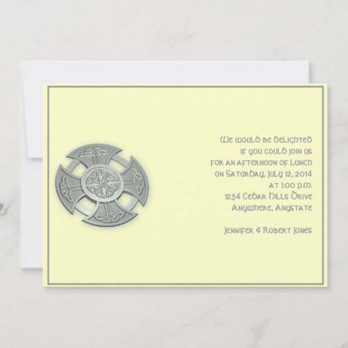 Celtic Cross in Silver and Mythic Ivory Invitation