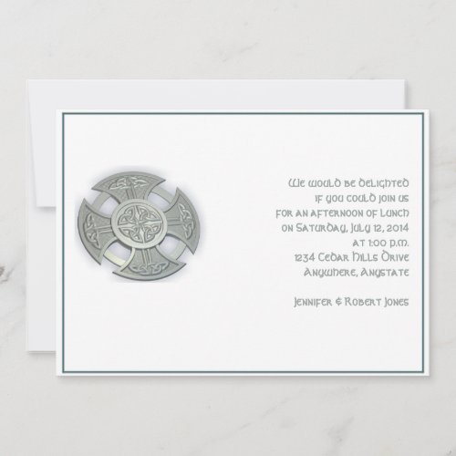 Celtic Cross in Silver and White Custom Invites