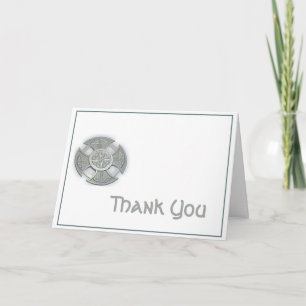 Celtic Cross in Silver and White Thank You Card