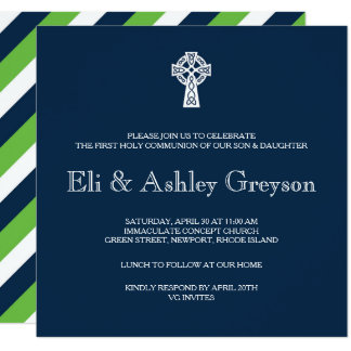 Celtic Cross Invitation - Twins First Communion