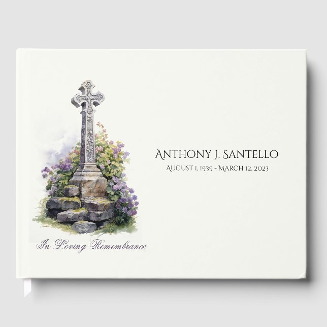  Celtic Cross Irish  Memorial Funeral Guest Book (Front)