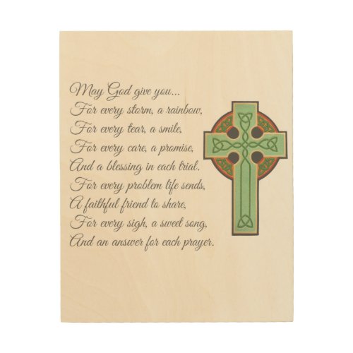 Celtic Cross Irish Prayer Wood Wall Art