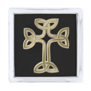 Celtic cross knot silver finish lapel pin