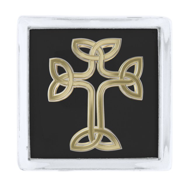 Celtic cross knot silver finish lapel pin (Front)