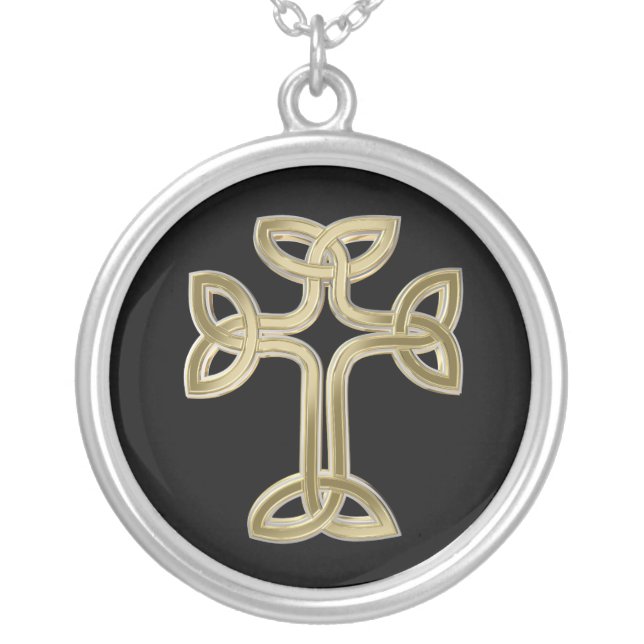 Celtic cross knot silver plated necklace (Front)