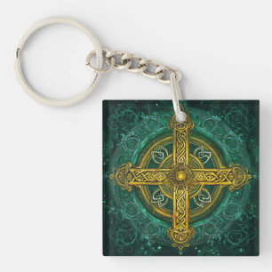 Celtic Cross Logo #6 Digital Art Keychain