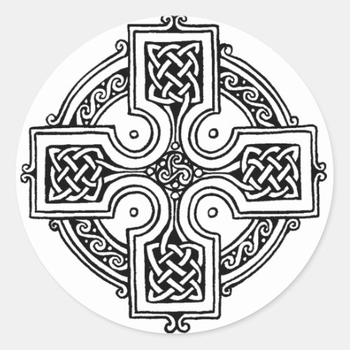 Celtic cross pattern classic round sticker