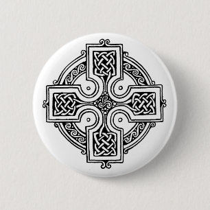 Celtic cross pattern pinback button