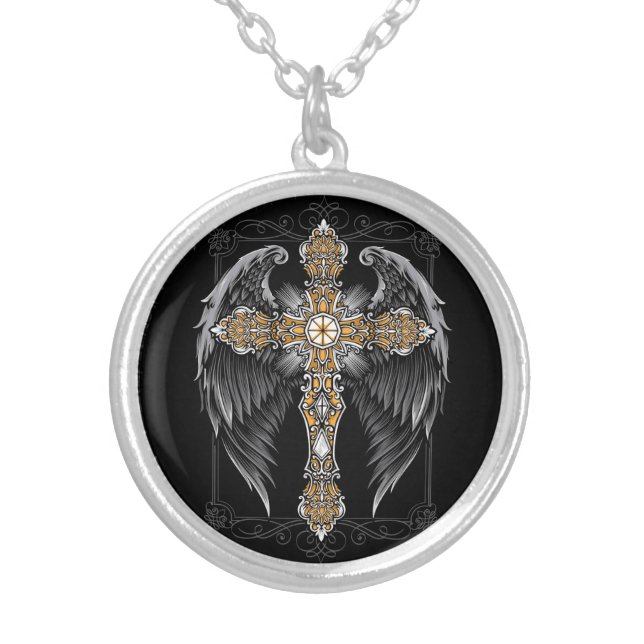 Celtic Cross Pendant, Gothic Cross Necklace (Front)