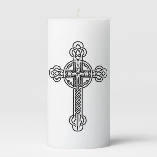 Celtic cross pillar candle