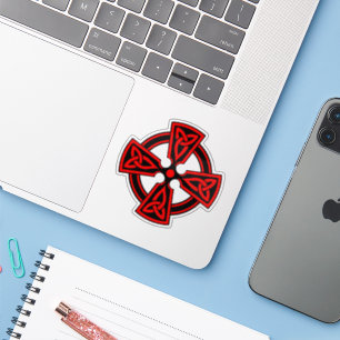 Celtic Cross Power Vinyl Sticker Red Black Knot