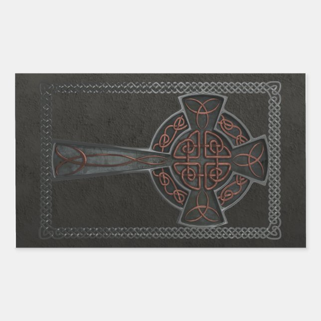 Celtic Cross Rectangular Sticker (Front)