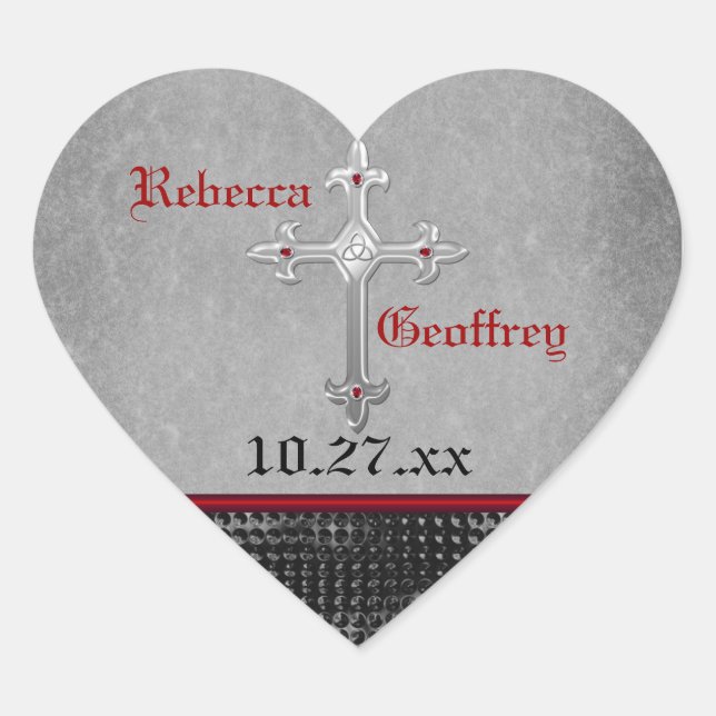 Celtic Cross Red, Black, Gray Wedding Sticker (Front)