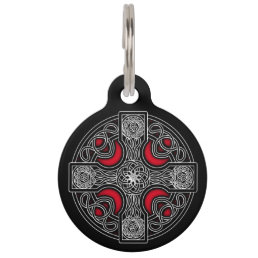 Celtic cross red color pet ID tag