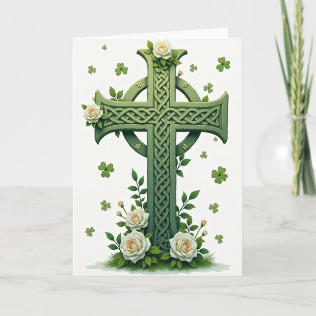 Celtic Cross Roses Greeting Card (Front)