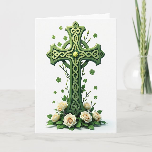 Celtic Cross Roses Luck Art Card (Front)