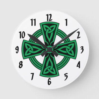 Celtic Cross Round Clock by expressivetees at Zazzle
