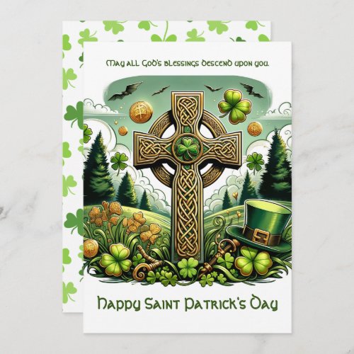 Celtic Cross Saint Patricks Day Celebration Holiday Card