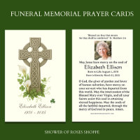 Celtic Cross Shamrocks Funeral Memorial Prayer